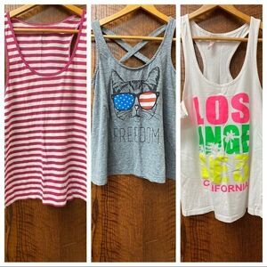 Fifth sun Assorted cotton summer tank top‎ 3 pack bundle
